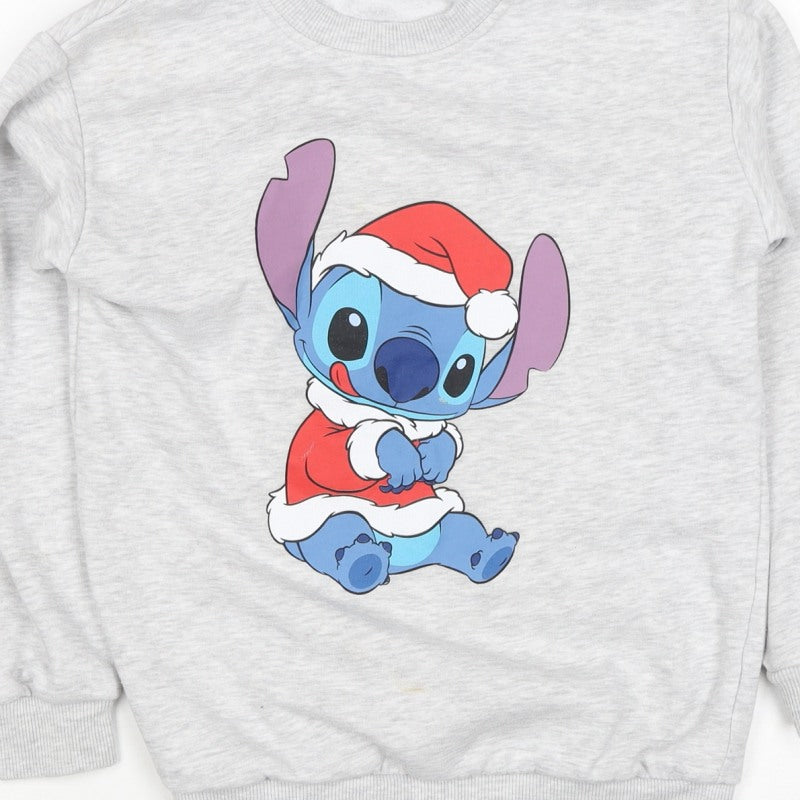 George Girls Grey 9-10 Years Stitch Christmas Graphic Sweatshirt Pullover
