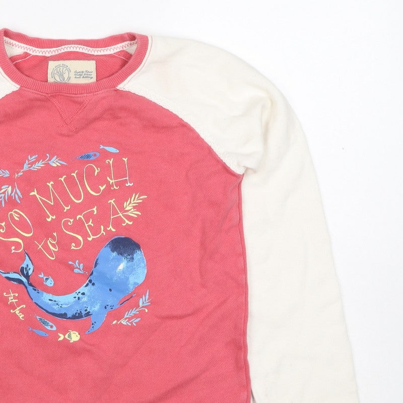 Fat Face Girls Pink Ivory 10-11 Years Pullover Graphic Sweatshirt
