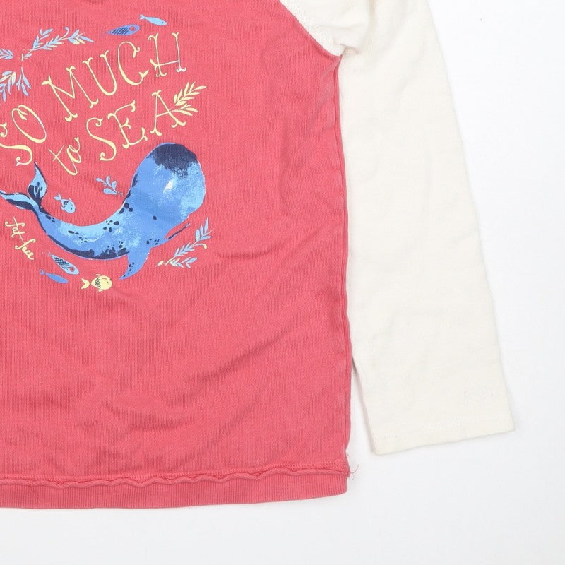 Fat Face Girls Pink Ivory 10-11 Years Pullover Graphic Sweatshirt