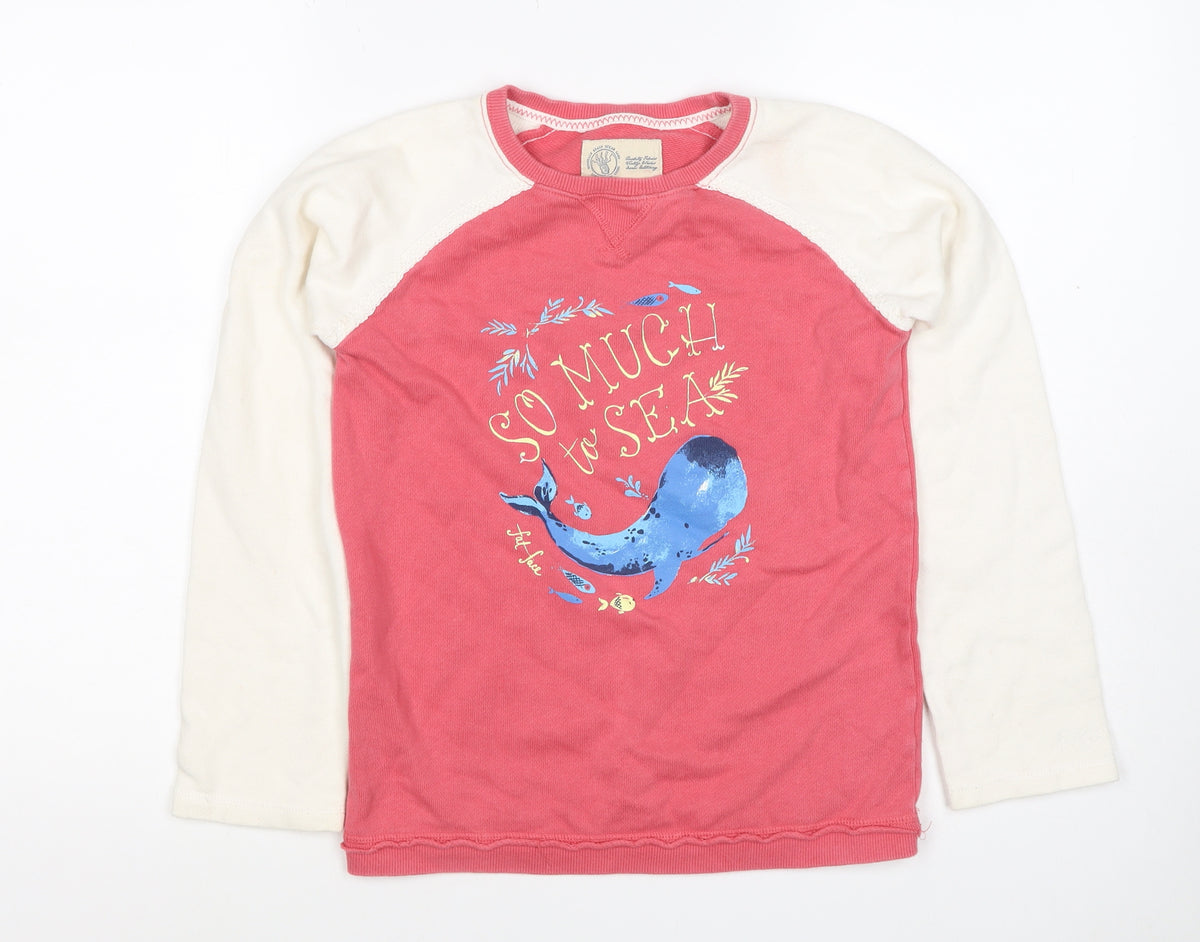 Fat Face Girls Pink Ivory 10-11 Years Pullover Graphic Sweatshirt