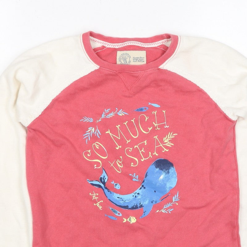 Fat Face Girls Pink Ivory 10-11 Years Pullover Graphic Sweatshirt
