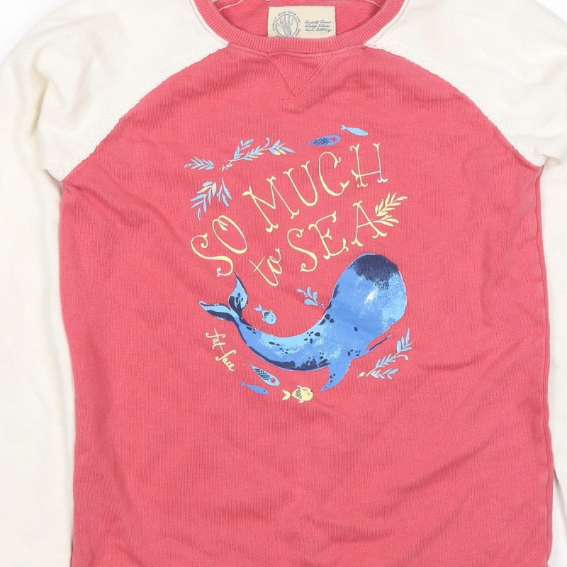 Fat Face Girls Pink Ivory 10-11 Years Pullover Graphic Sweatshirt