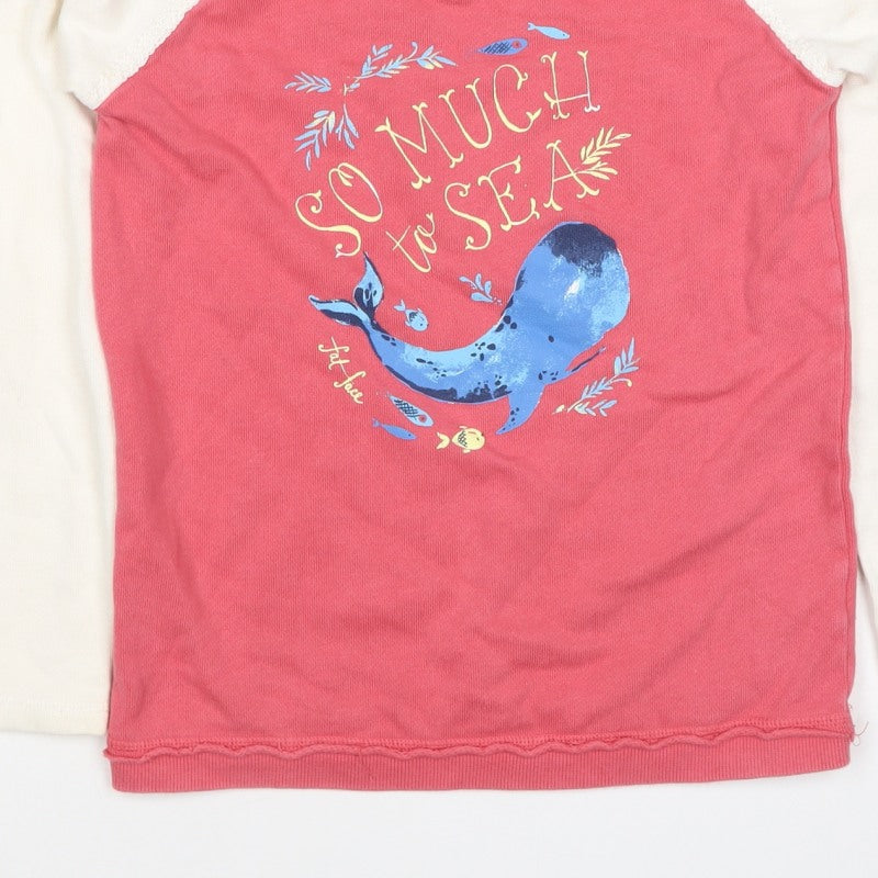 Fat Face Girls Pink Ivory 10-11 Years Pullover Graphic Sweatshirt