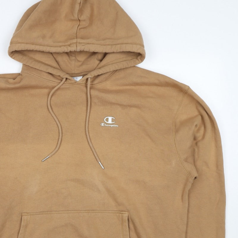 Champion Men’s Beige Large Logo Classic Fleece Pullover Hoodie