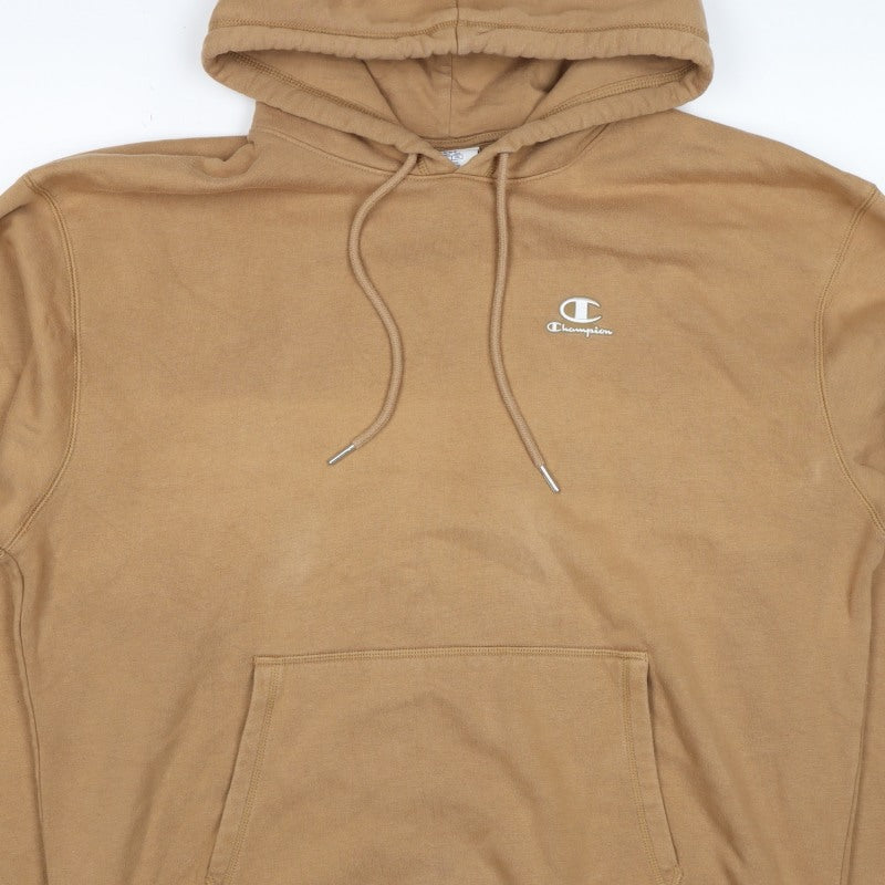Champion Men’s Beige Large Logo Classic Fleece Pullover Hoodie