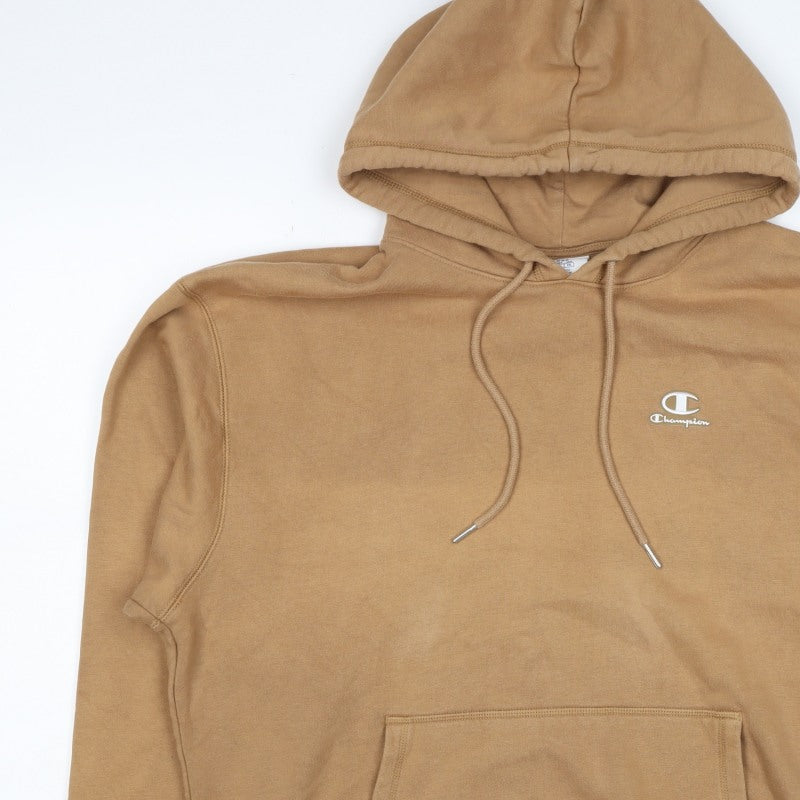 Champion Men’s Beige Large Logo Classic Fleece Pullover Hoodie