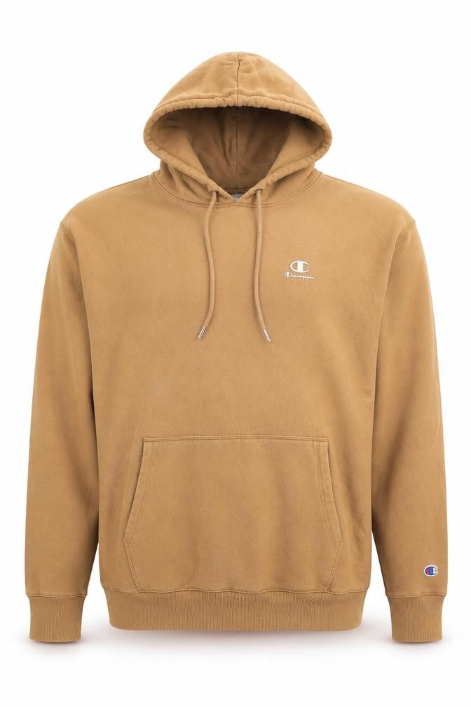 Champion Men’s Beige Large Logo Classic Fleece Pullover Hoodie