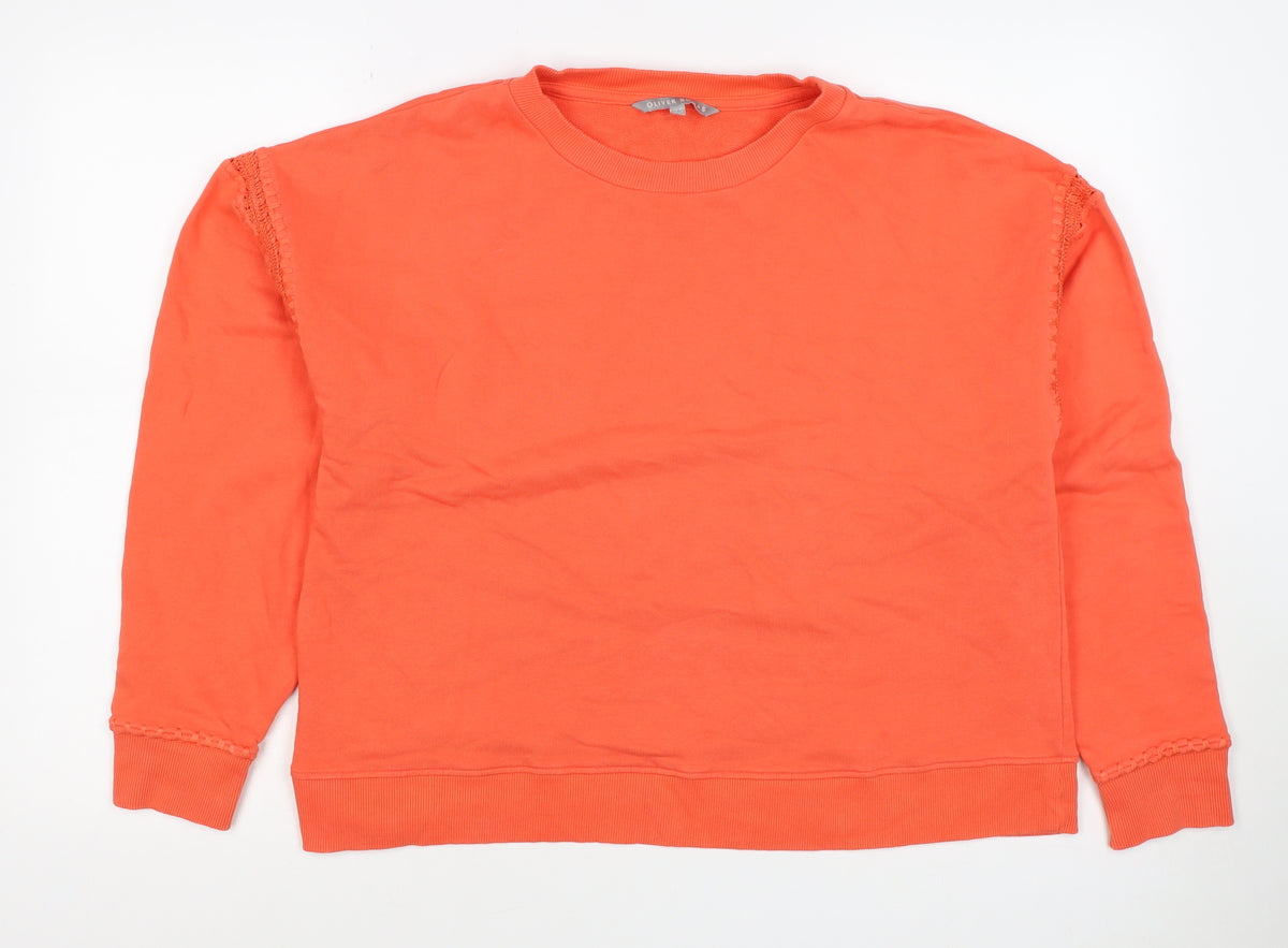 Oliver Bonas Women’s Orange UK 10 Pullover Sweatshirt Crochet Trim