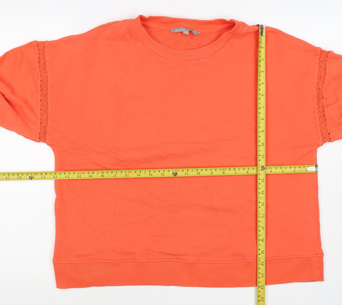 Oliver Bonas Women’s Orange UK 10 Pullover Sweatshirt Crochet Trim