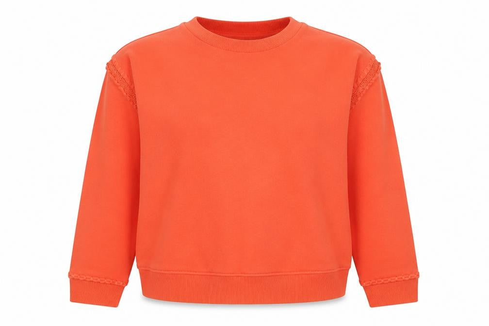 Oliver Bonas Women’s Orange UK 10 Pullover Sweatshirt Crochet Trim
