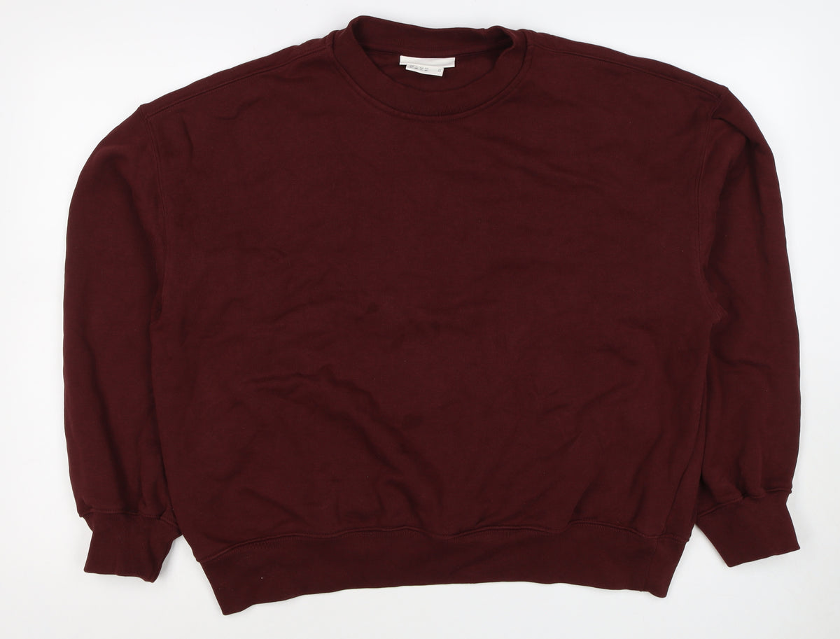 H&M Women’s Red M Crew Neck Pullover Sweatshirt Long Sleeve