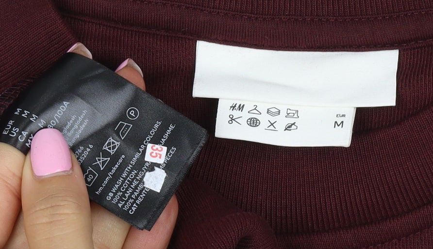 H&M Women’s Red M Crew Neck Pullover Sweatshirt Long Sleeve