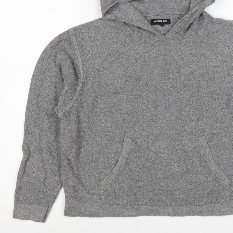 Kenneth Cole Women Grey S Pullover Hooded Sweatshirt Pockets