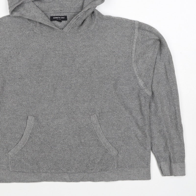 Kenneth Cole Women Grey S Pullover Hooded Sweatshirt Pockets