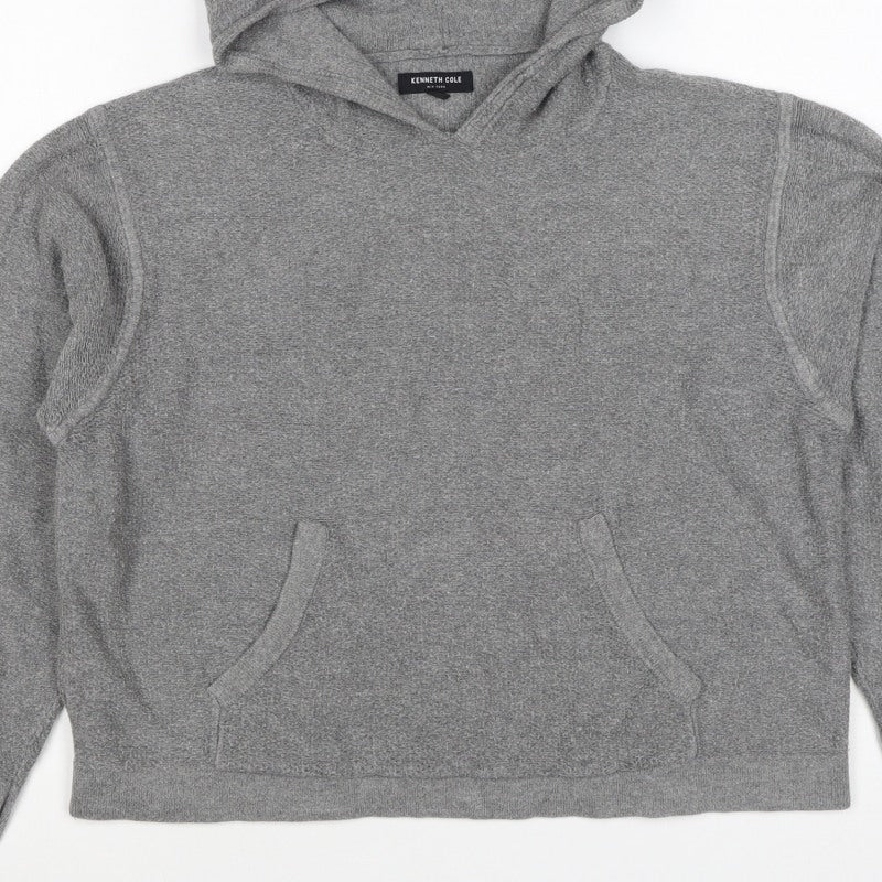 Kenneth Cole Women Grey S Pullover Hooded Sweatshirt Pockets