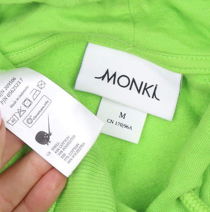 Monki Women Green UK 12 Pullover Hoodie Drawstring Pocket