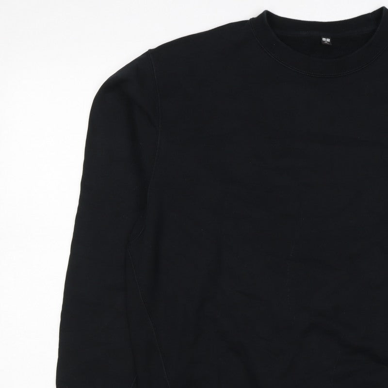 UNIQLO Unisex Black L Pullover Crew Neck Cotton Sweatshirt