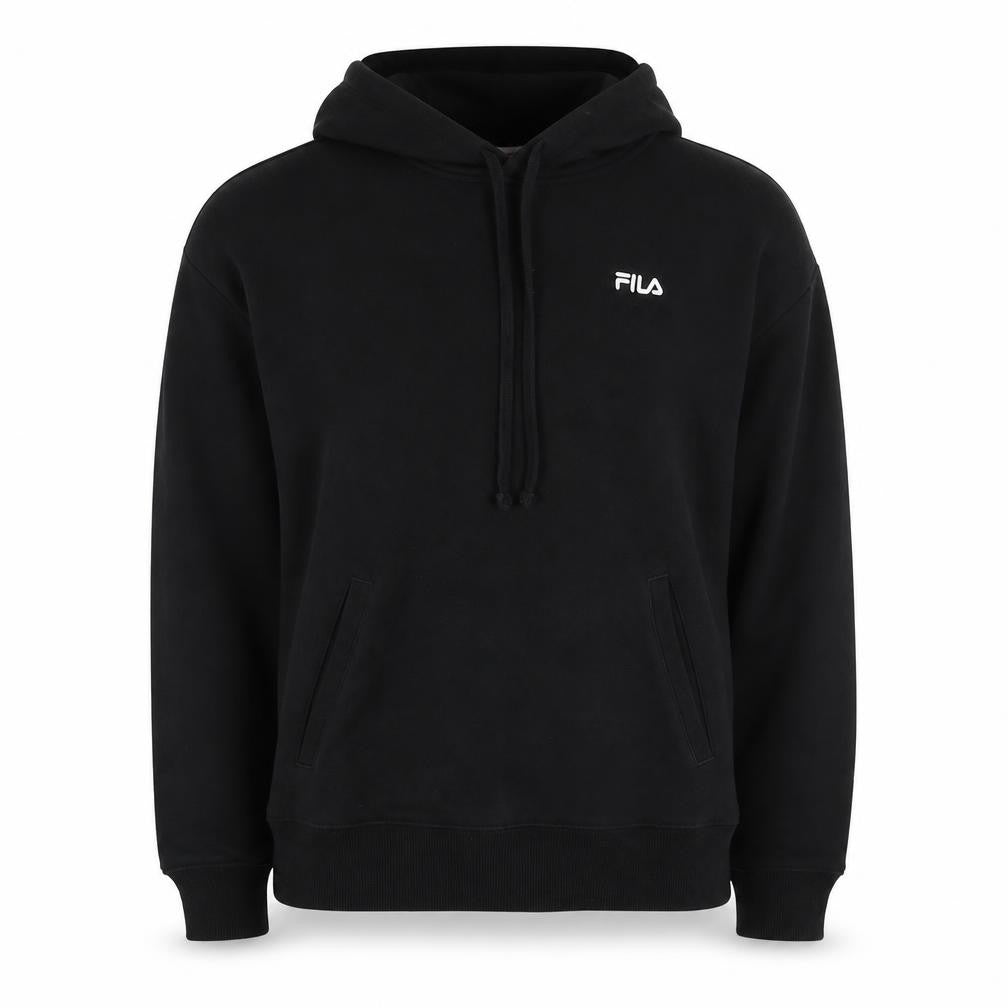 FILA Women’s Black M Logo Pullover Hooded Sweatshirt Pockets