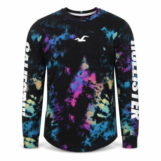 Hollister Men's XS Multicoloured Tie Dye Logo Long Sleeve T-Shirt