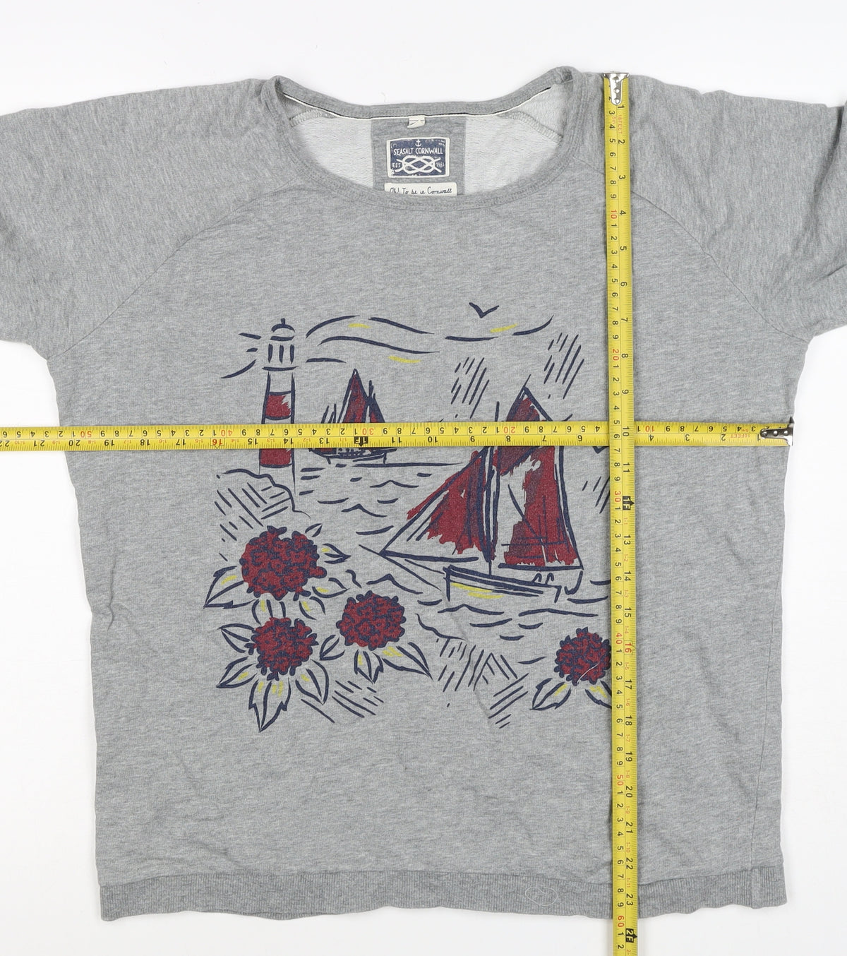 Seasalt Cornwall Women Grey UK 14 Pullover Sweatshirt Nautical Print