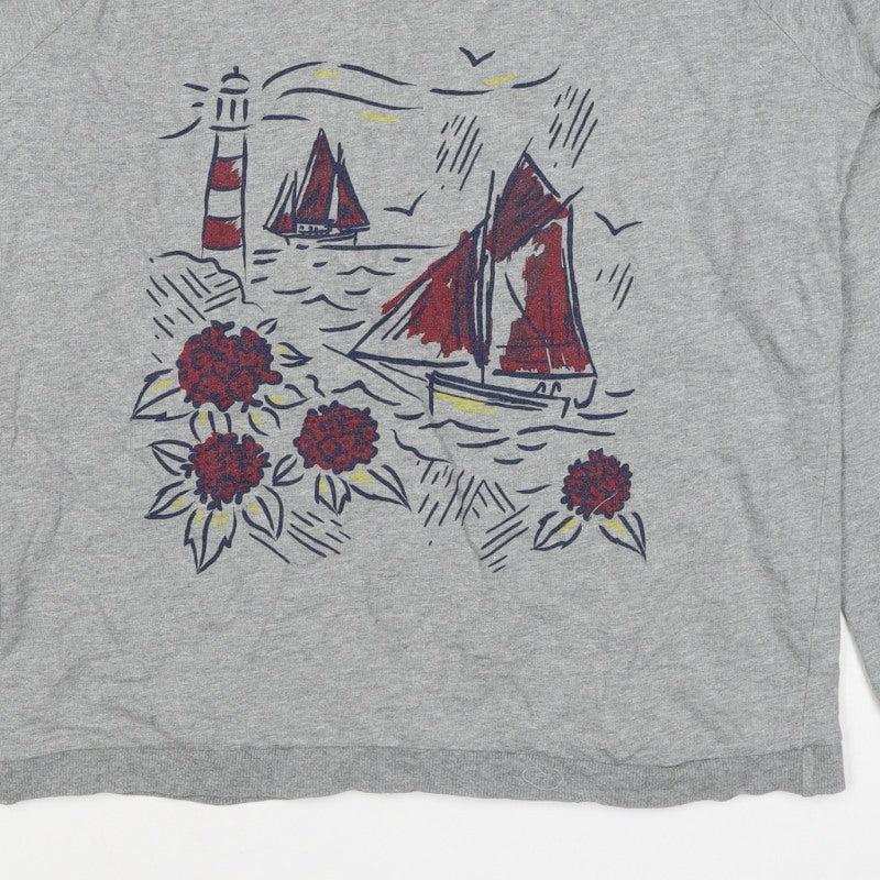 Seasalt Cornwall Women Grey UK 14 Pullover Sweatshirt Nautical Print