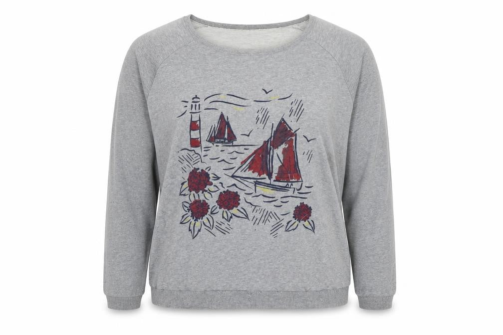 Seasalt Cornwall Women Grey UK 14 Pullover Sweatshirt Nautical Print