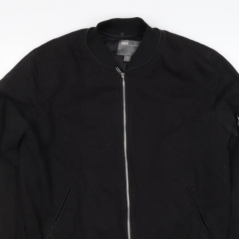 ASOS Men’s Black M Cotton Bomber Jacket Full Zip Lined