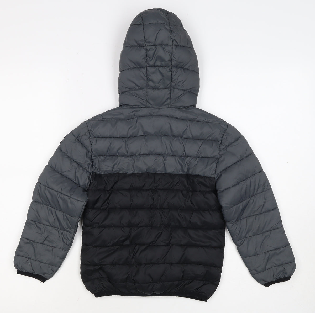 DKNY Boys Grey Black 5-6 Years Hooded Puffer Jacket Logo