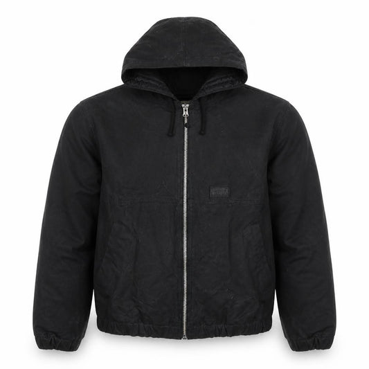 Stussy Unisex Adults Black L Hooded Workwear Bomber Jacket Full Zip