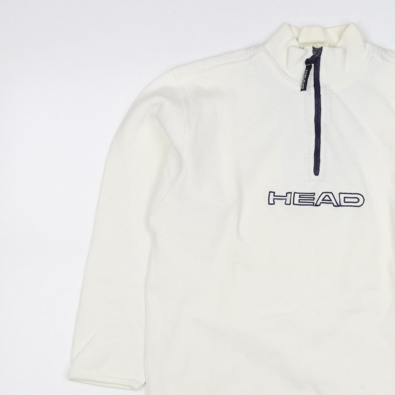Head Women's White UK 14 Quarter Zip Logo Sweatshirt High Neck