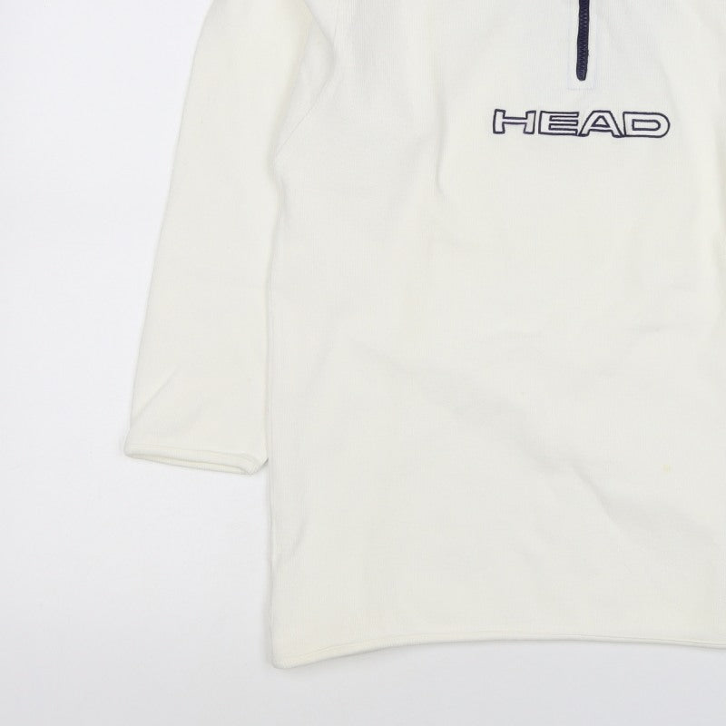 Head Women's White UK 14 Quarter Zip Logo Sweatshirt High Neck