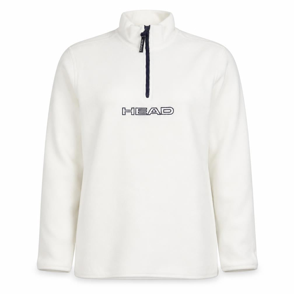 Head Women's White UK 14 Quarter Zip Logo Sweatshirt High Neck