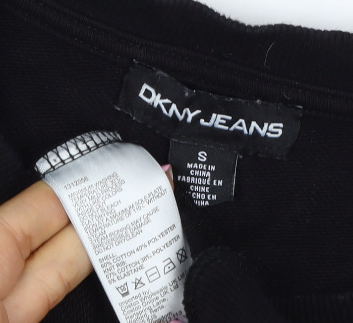 DKNY Jeans Women’s Black S Sequin Logo Crew Neck Pullover Sweatshirt