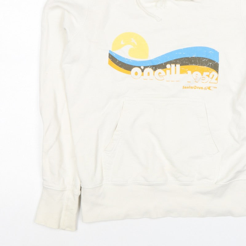O'Neill Women’s Ivory L Pullover Hoodie Beach Logo Graphic Cotton