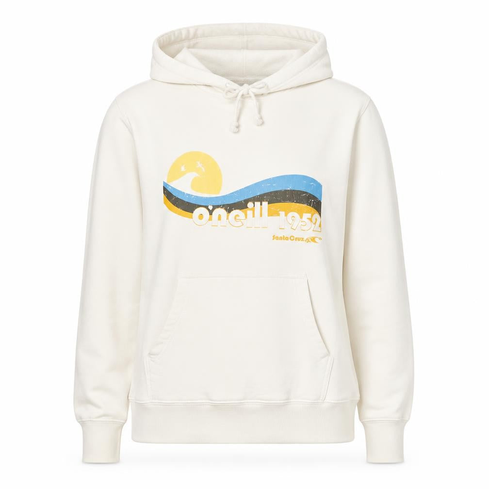 O'Neill Women’s Ivory L Pullover Hoodie Beach Logo Graphic Cotton