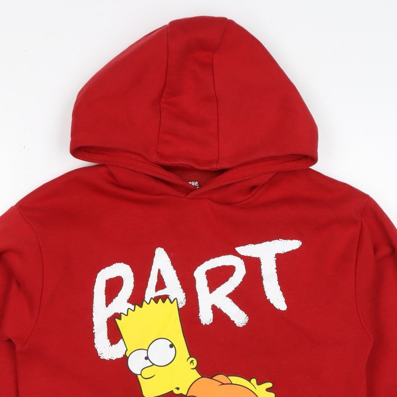The Simpsons Boys Red 11-12 Years Bart Graphic Pullover Hoodie