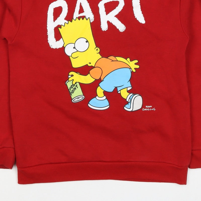 The Simpsons Boys Red 11-12 Years Bart Graphic Pullover Hoodie