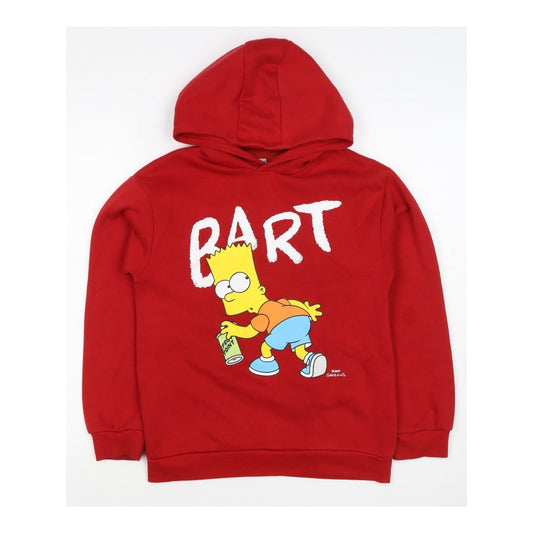 The Simpsons Boys Red 11-12 Years Bart Graphic Pullover Hoodie