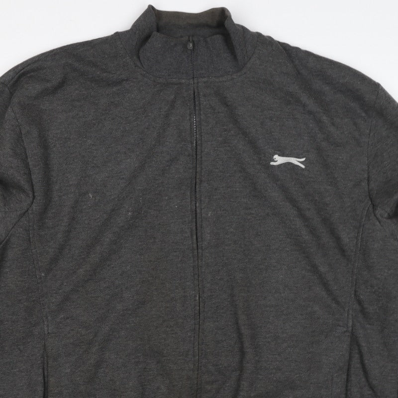 Slazenger Men's Grey XL Full Zip Logo Sweatshirt High Neck