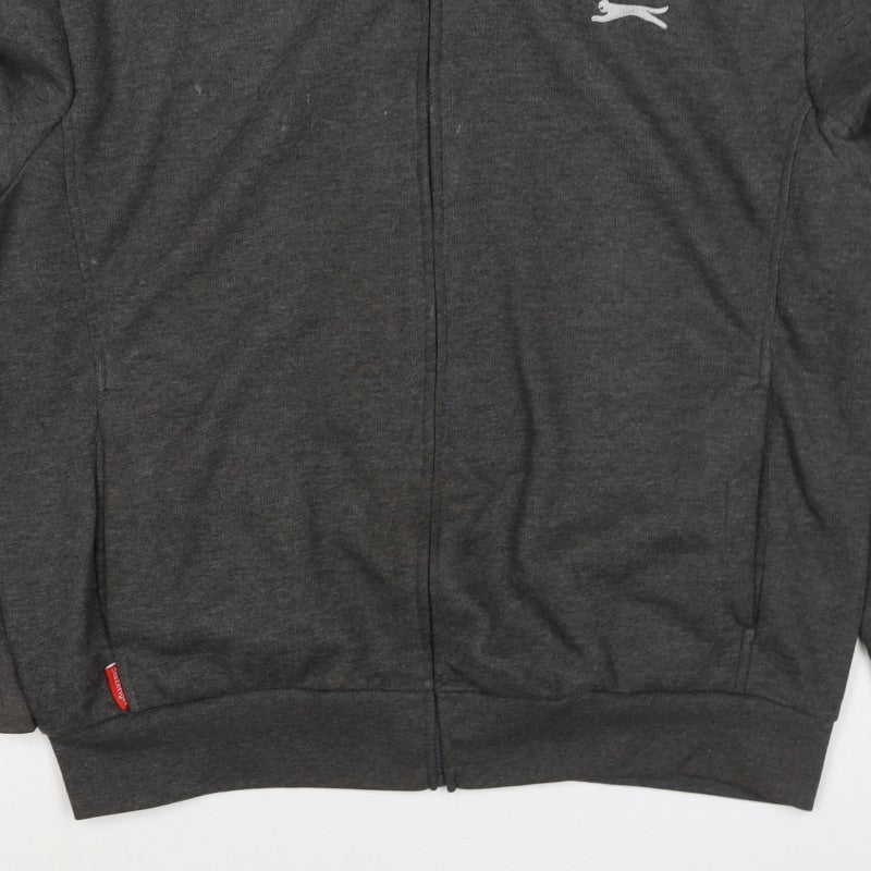 Slazenger Men's Grey XL Full Zip Logo Sweatshirt High Neck