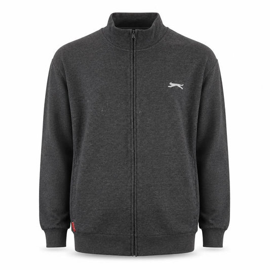 Slazenger Men's Grey XL Full Zip Logo Sweatshirt High Neck