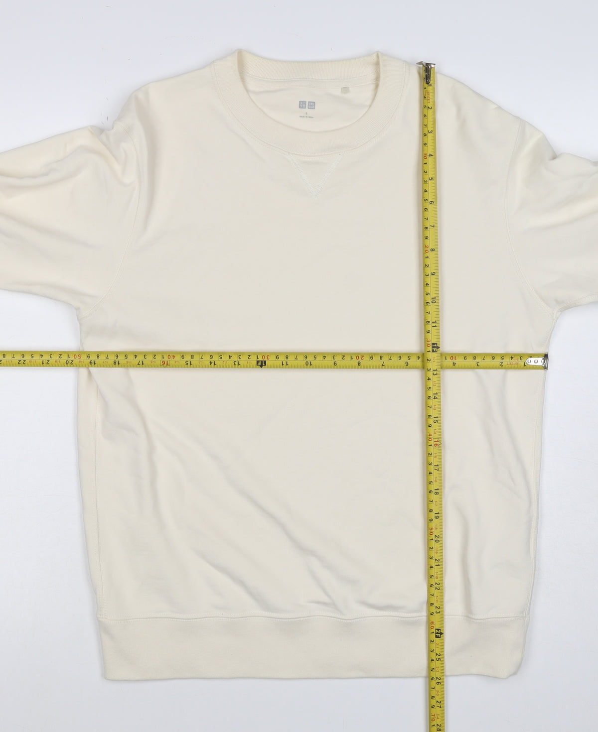 Uniqlo Men’s Ivory S Crew Neck Cotton Pullover Sweatshirt