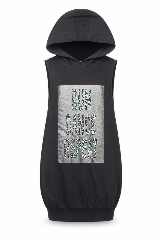 Next Girls Black 11 Years Sleeveless Hooded Tunic Hoodie Glitter Dance