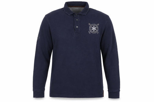 Hackett London Men’s Navy Small Classic Fit Long Sleeve Cotton Polo