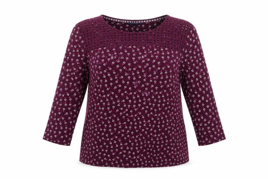 Maine New England Women Purple Floral Crochet Blouse Size 22
