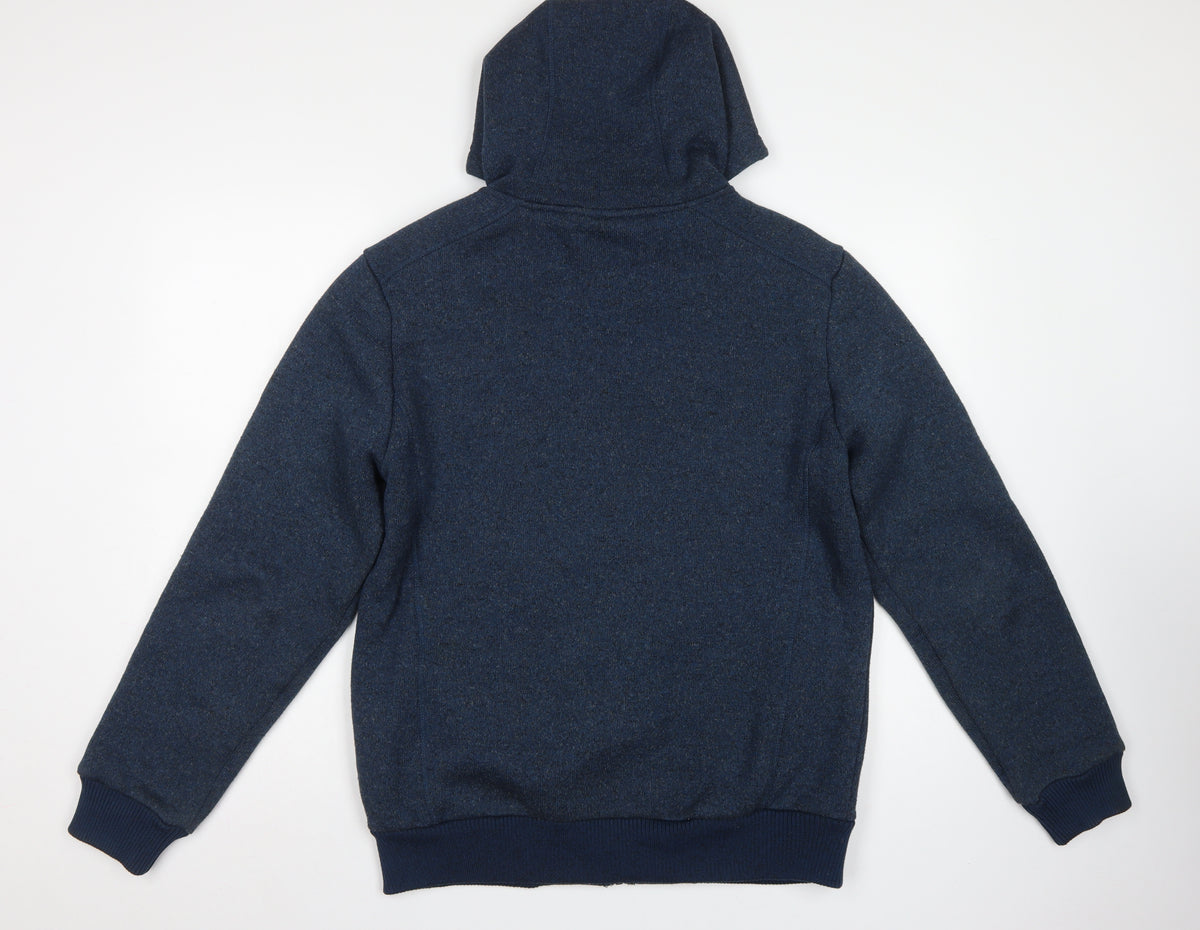 Mountain Warehouse Men’s Blue M Basic Hooded Full Zip Fleece Jacket