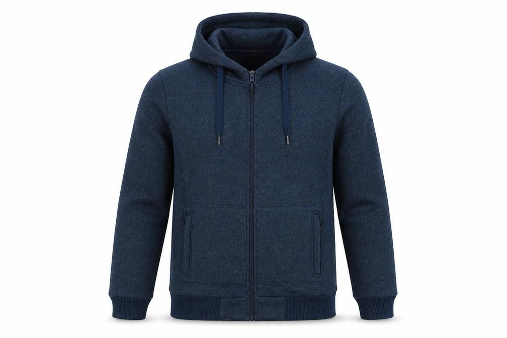 Mountain Warehouse Men’s Blue M Basic Hooded Full Zip Fleece Jacket
