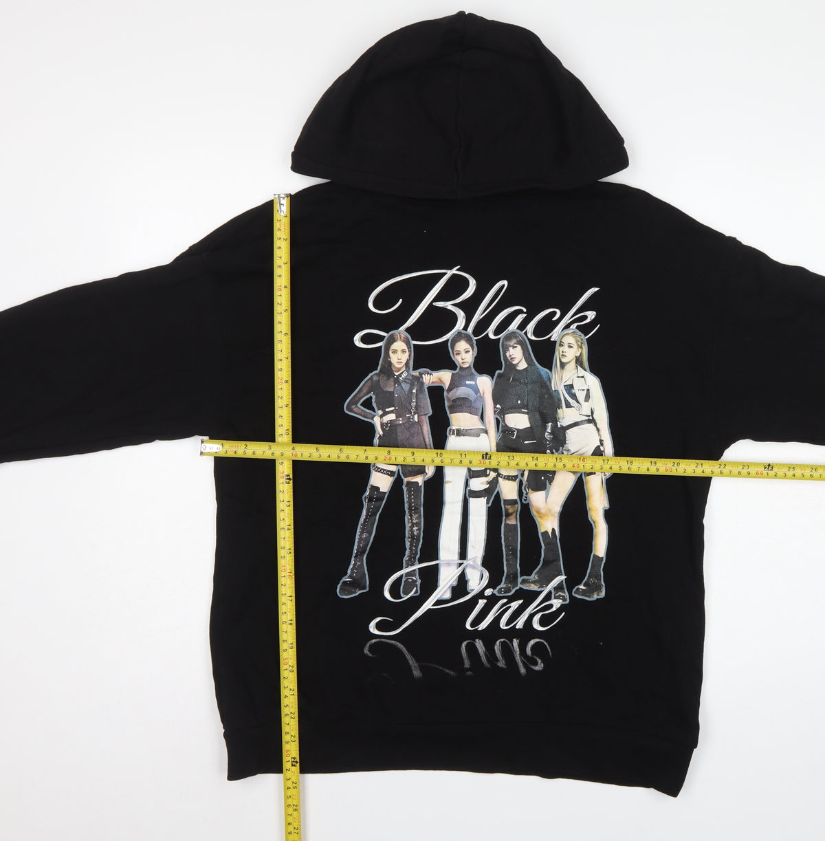 Bershka Women Black M Blackpink Graphic Print Pullover Hoodie