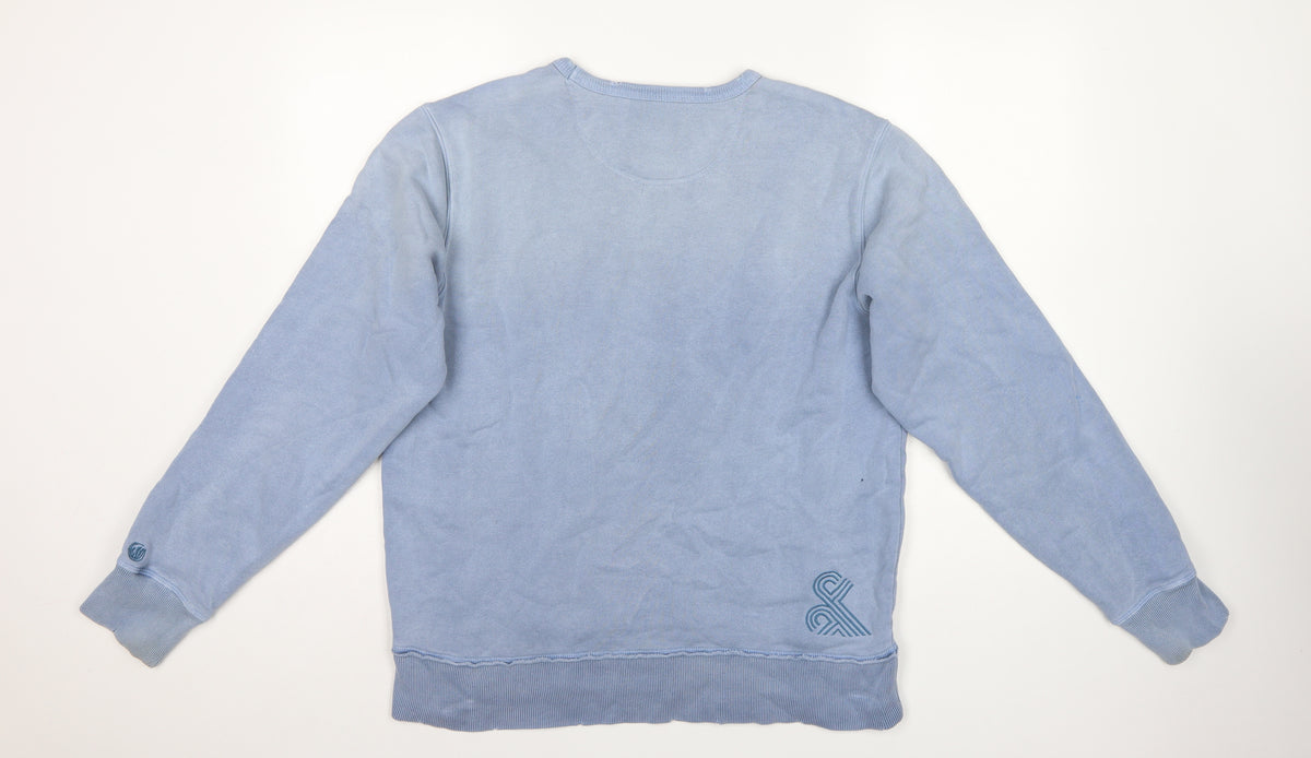 Fat Face Men’s Blue M Crew Neck Cotton Pullover Sweatshirt Logo