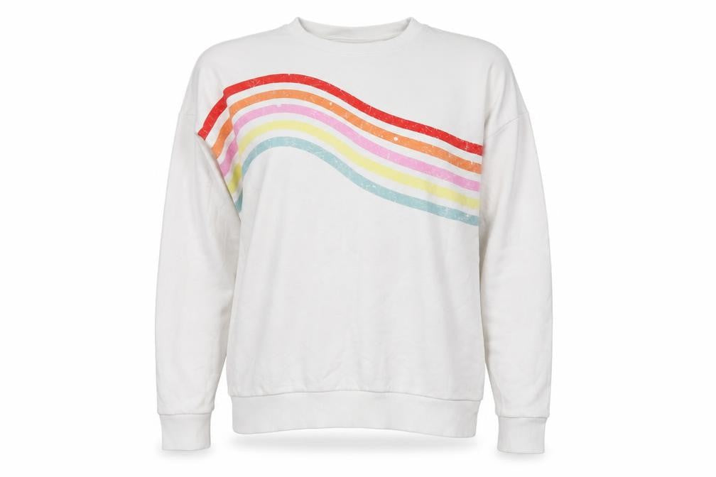 Next Women White Rainbow Stripe Graphic Pullover Sweatshirt UK 14
